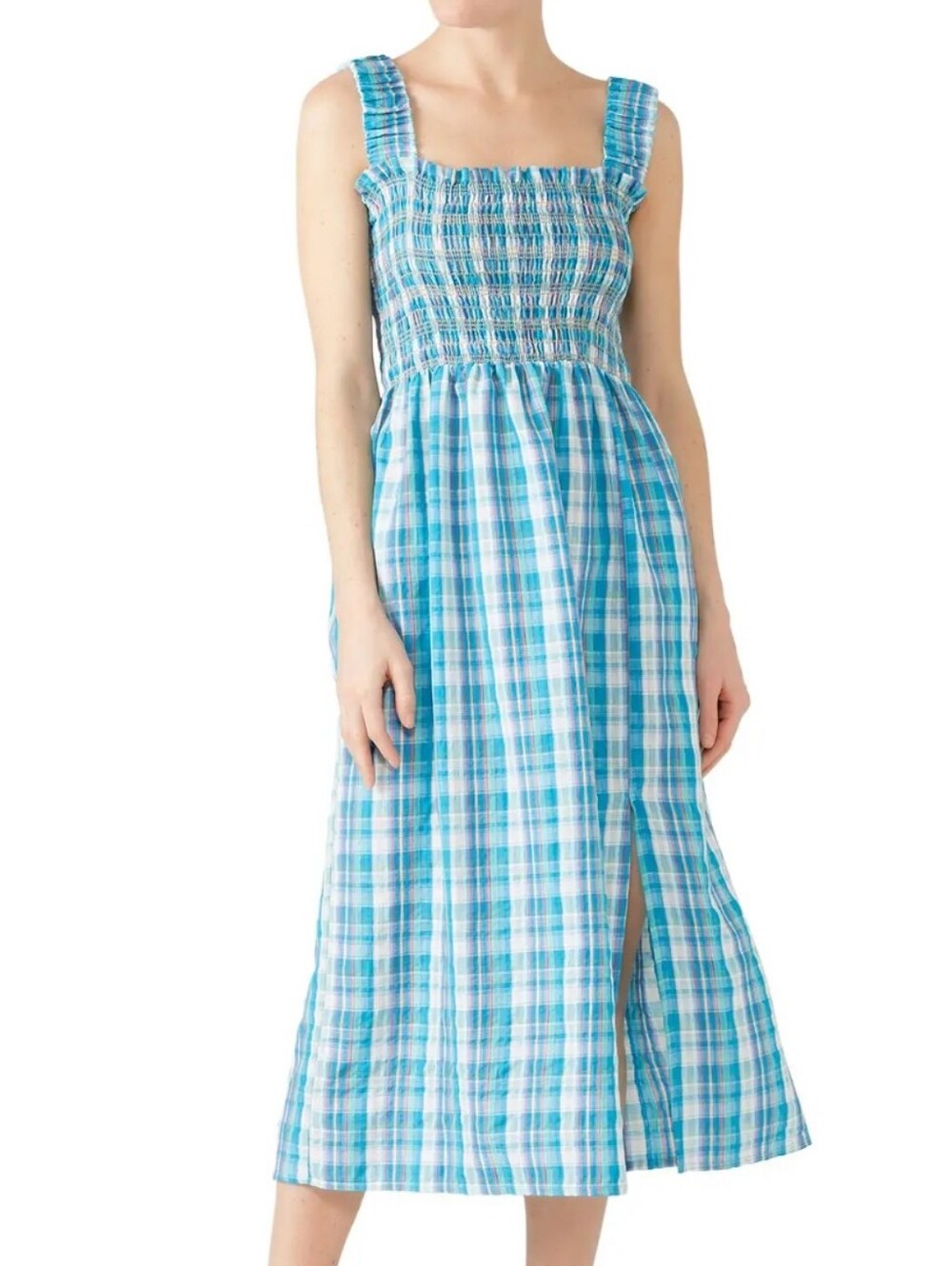 Nicholas Smocked Blue Plaid Apron Dress Size 2